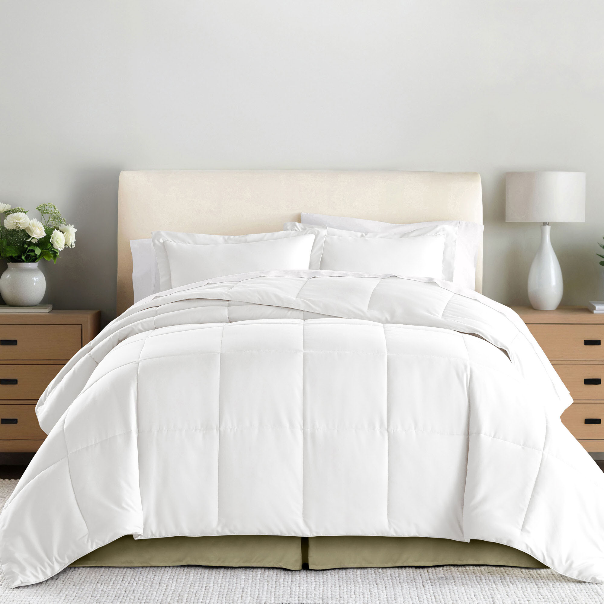 Noble Linens Sage Pleated Dust Ruffle Bed Skirt, Queen