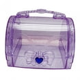 thumbnail image 4 of Handled Storage Box Sewing Box Organizer with Handle Hair Accessory Storage Case Clear and Violet, 4 of 8