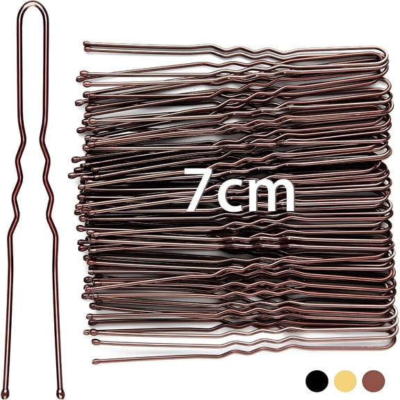 TUWAFE 50pcs Brown Bobby Pins 7cm,U Shaped Hair Pins for Buns Updos Wedding Salon