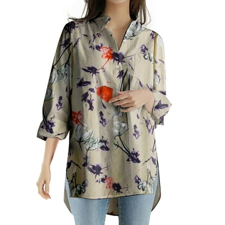 

ketyyh-chn99 Long Sleeve Shirts For Women Cotton Pajama Shirt Women Women s Fashion Elegant Tops Shirt Long Sleeve Printed Button Women s Button Shirt