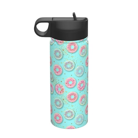 

Goofa Colorful Sweet Donuts for Insulated Kettle 18oz Water Bottle Insulated Tumbler with Handle & Flip Straw - Fits in Cup Holder Leak Resistant Tumbler