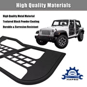 HAPSO For Jeep Wrangler JK Tube Tubular Half Doors Compatible With 2007-2018 Jeep Wrangler JK Unlimited 4-Door Sahara Rubicon Front & Rear Sport Offroad Steel Tube Doors With Side View Mirror