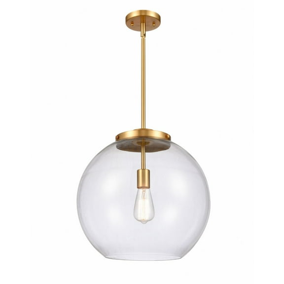 221-1S-SG-G122-16 Innovations Lighting Athens - 1 Light Pendant In Industrial Style-16.38 Inches Tall and 15.75 Inches Wide-Satin Gold Finish-Clear