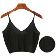 thumbnail image 3 of Qarigey Top corto de punto para mujer a la moda, Tops cortos sin mangas de algodón, lencería, ropa interior, ropa de calle, chaleco, camiseta Prendas para la parte del cuerpo negro Qarigey AP000157-03B, 3 of 6