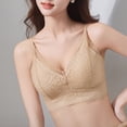 thumbnail image 6 of IFNWSV Seamless Bras for Women Solid Color Lace Fixed Cups Adjustable Straps Push Up Breathable Back Smoothing Bra Khaki 40BC, 6 of 7