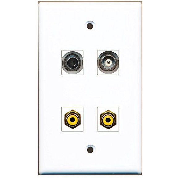 RiteAV - 2 Port RCA Yellow 1 Port 3.5mm 1 Port BNC Wall Plate