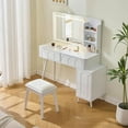 thumbnail image 5 of Kadyn Makeup Dressing Table Set, Vanity Set,Modern Makeup Vanity Desk with LED Lights & Mirror, 4 Drawer Dressing Table Set with Stool, White, 5 of 9
