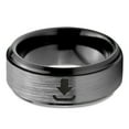 thumbnail image 2 of Tungsten Internet Download Symbol Icon Band Ring 8mm Men Women Comfort Fit Black Step Bevel Edge Brushed Gray Polished, 2 of 4