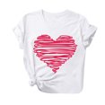 thumbnail image 2 of EQWLJWE Plus Size Valentine's Day Shirts for Women Cute Love Heart Print Graphic Solid Color Short Sleeve Pullover Tees Teacher Valentine Shirt Summer Casual Tops White(S-3Xl), 2 of 3