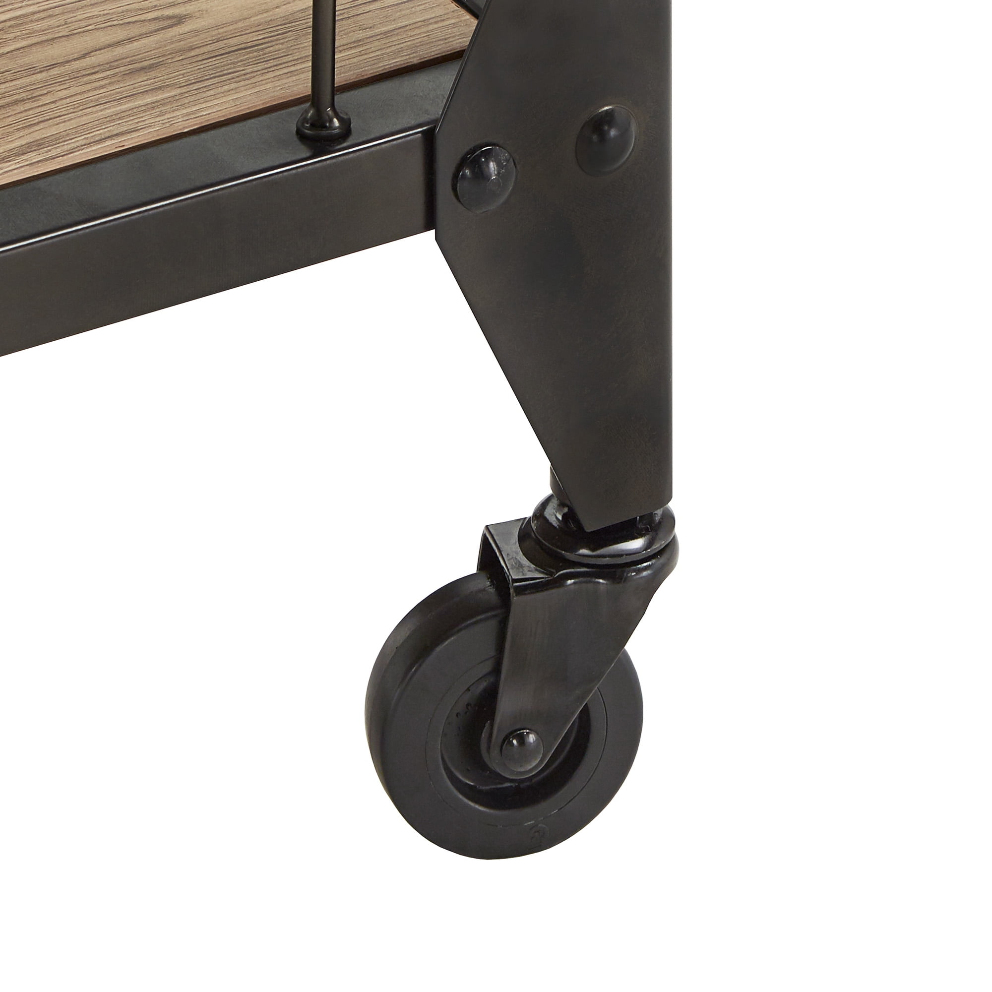 Weston Home Charcoal Metal and Wood Bar Cart