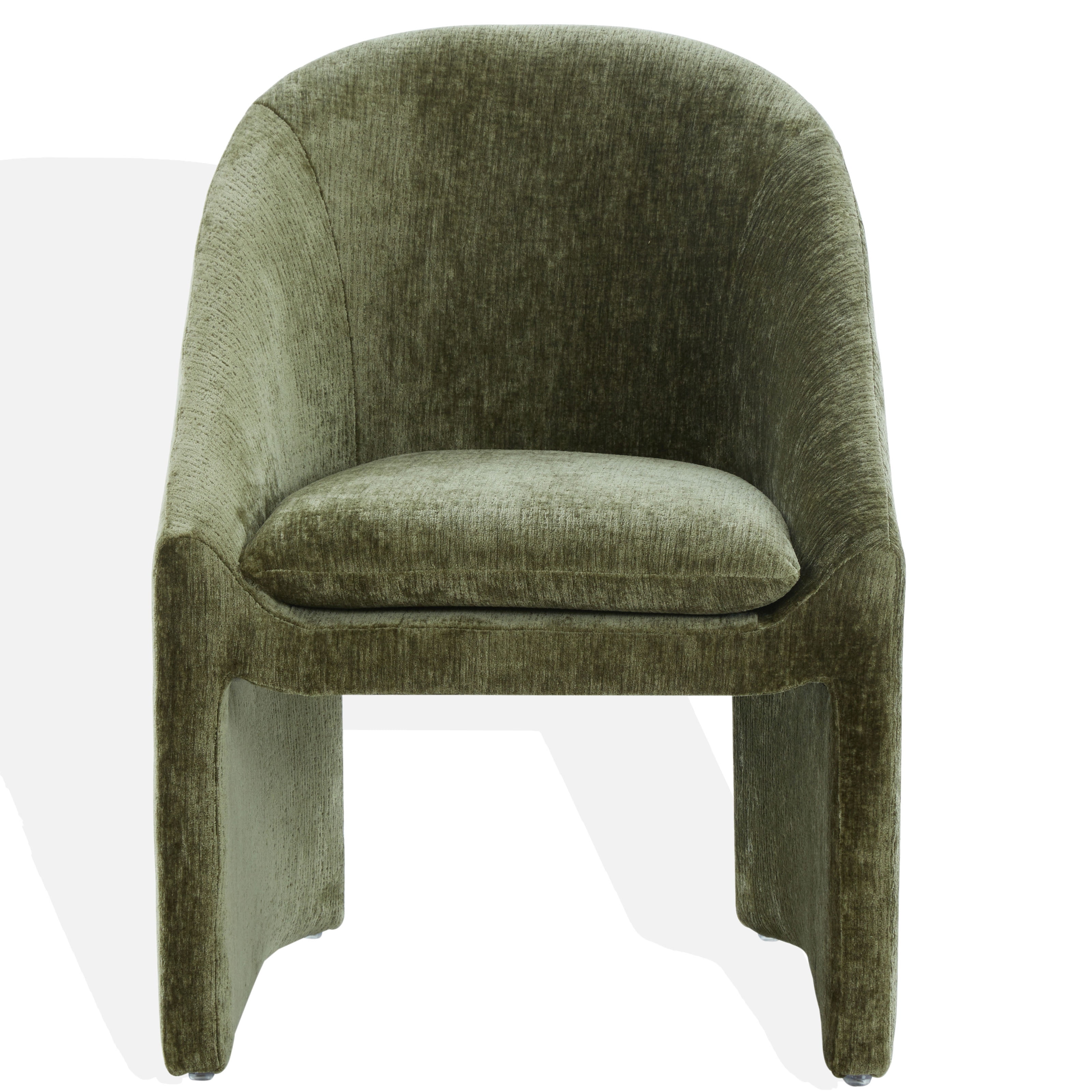 Safavieh Couture Kagan Chenille Contemporary Wood and Fabric Dining Side Chair, Olive Green