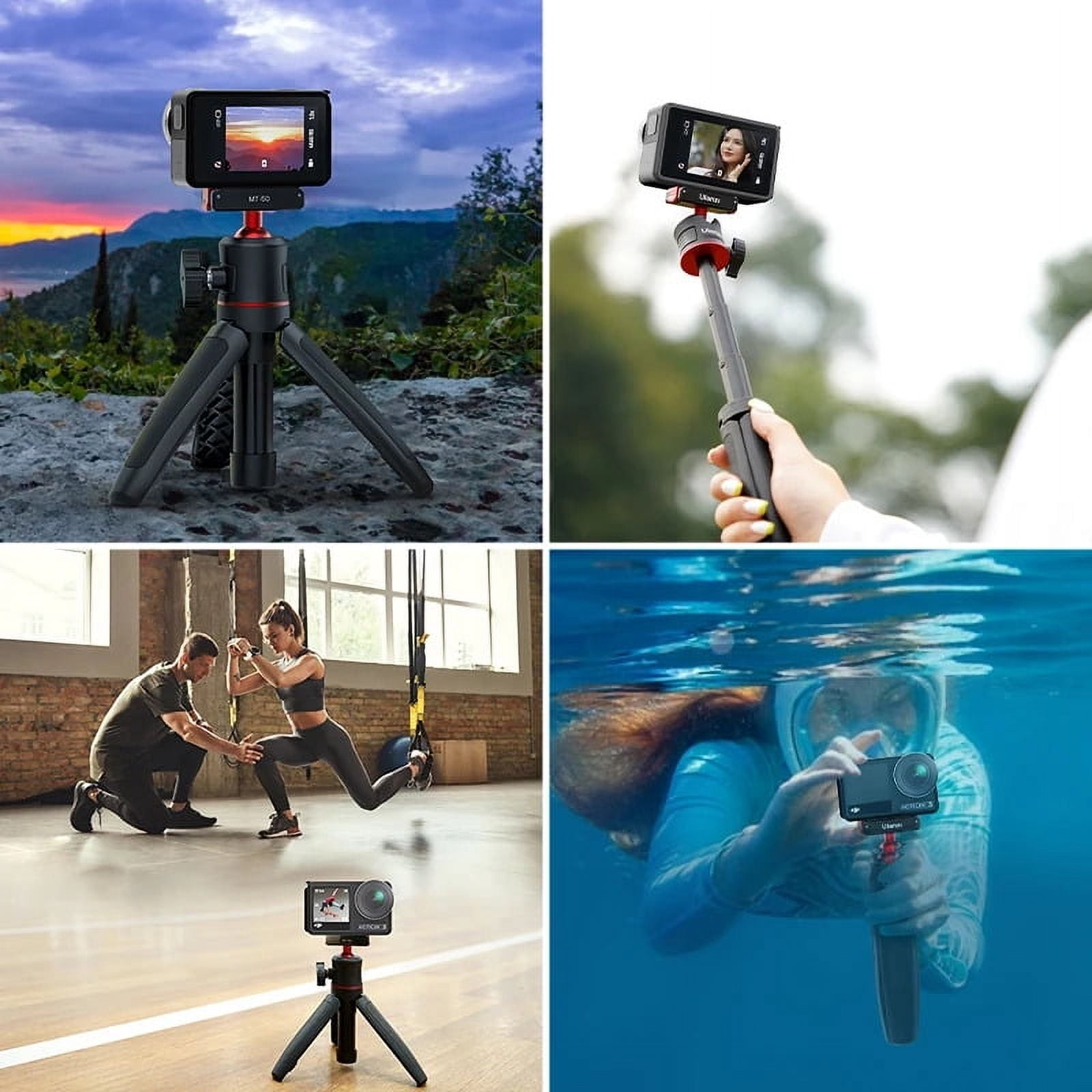 Ulanzi MT-50 Magnetic Selfie Stick Tripod Stand Portable For DJI Osmo Action 4/3/2, Extendable Height 360° Rotatable Ballhead 3-section