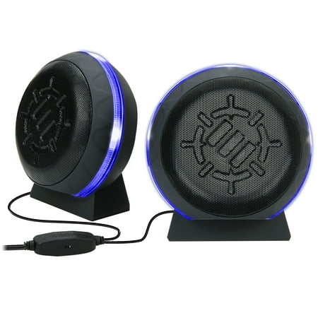 UPC: 0637836602162 | ENHANCE Gaming LED Computer Speakers with Subwoofer   Powerful 5W Drivers and In-Line Volume Control – Blue Lights   USB 2.0 Powered   3.5mm Connection for PC   Desktop   Laptop   Notebook