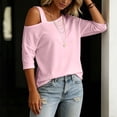 thumbnail image 5 of Warop Women's 3/4 Sleeve Tunic Top Casual Asymmetric Cold Shoulder Blouse Stylish Solid Shirts, 5 of 6