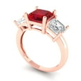thumbnail image 2 of Clara Pucci 14K Rose Gold 4ct Ruby Three-Stone Ring for Women, 2 of 7