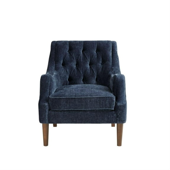 Madison Park Qwen Button Tufted Accent Chair with Navy Finish MP100-1121