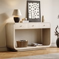 thumbnail image 3 of Harper & Bright Designs Farmhouse Rectangular Console Table with Storage, Narrow Entryway Table with 3 Drawers and Shelf, Wood Curved Sofa Table for Living Room, Hallway, Beige, 3 of 14