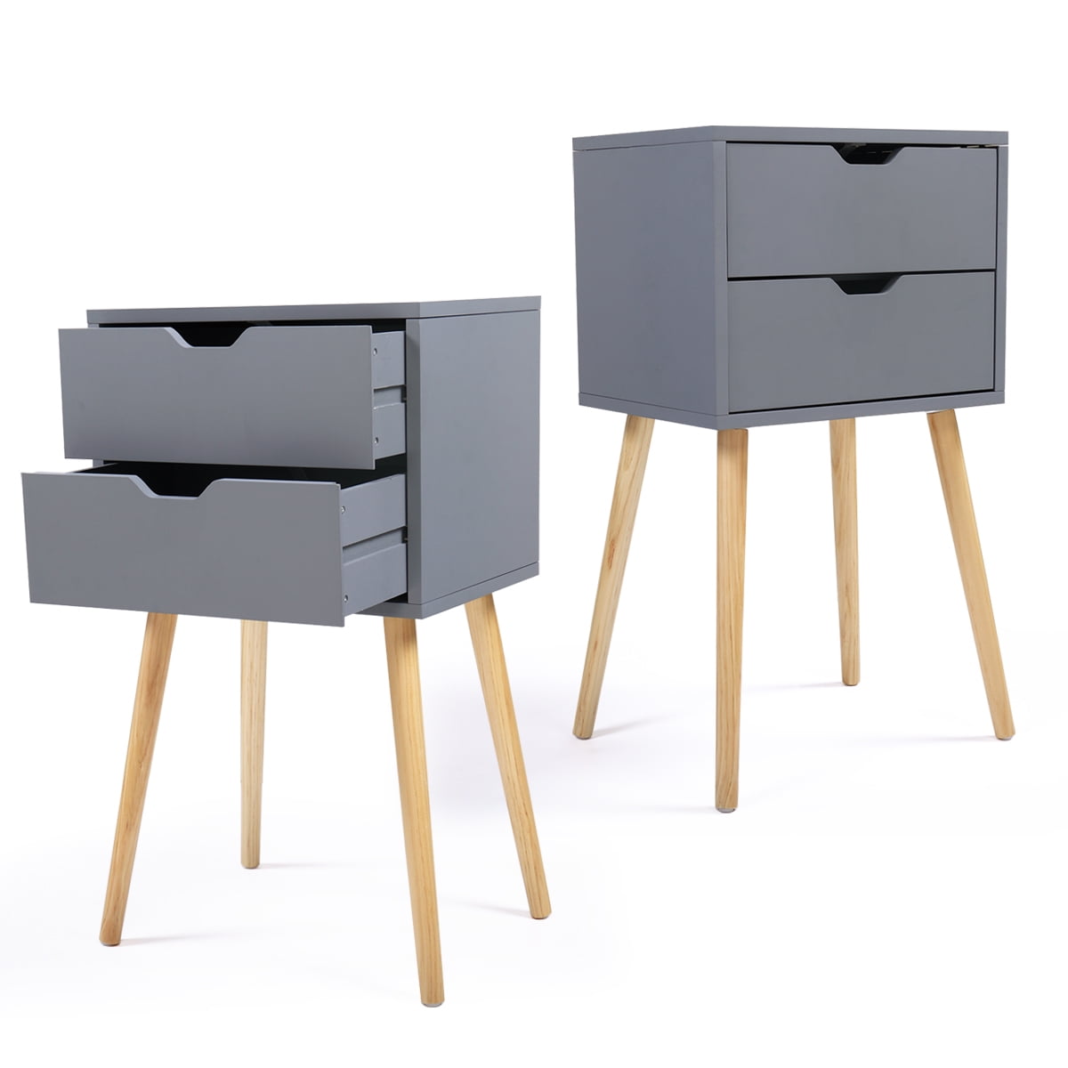 Lowestbest Set of 2 Nightstand with 2 Drawers, Bedroom Accent Side Table, End Table Storage Wood Cabinet (Gary) Lowestbest Set of 2 Nightstand with 2 Drawers, Bedroom Accent Side Table, End Table Storage Wood Cabinet (Gary)