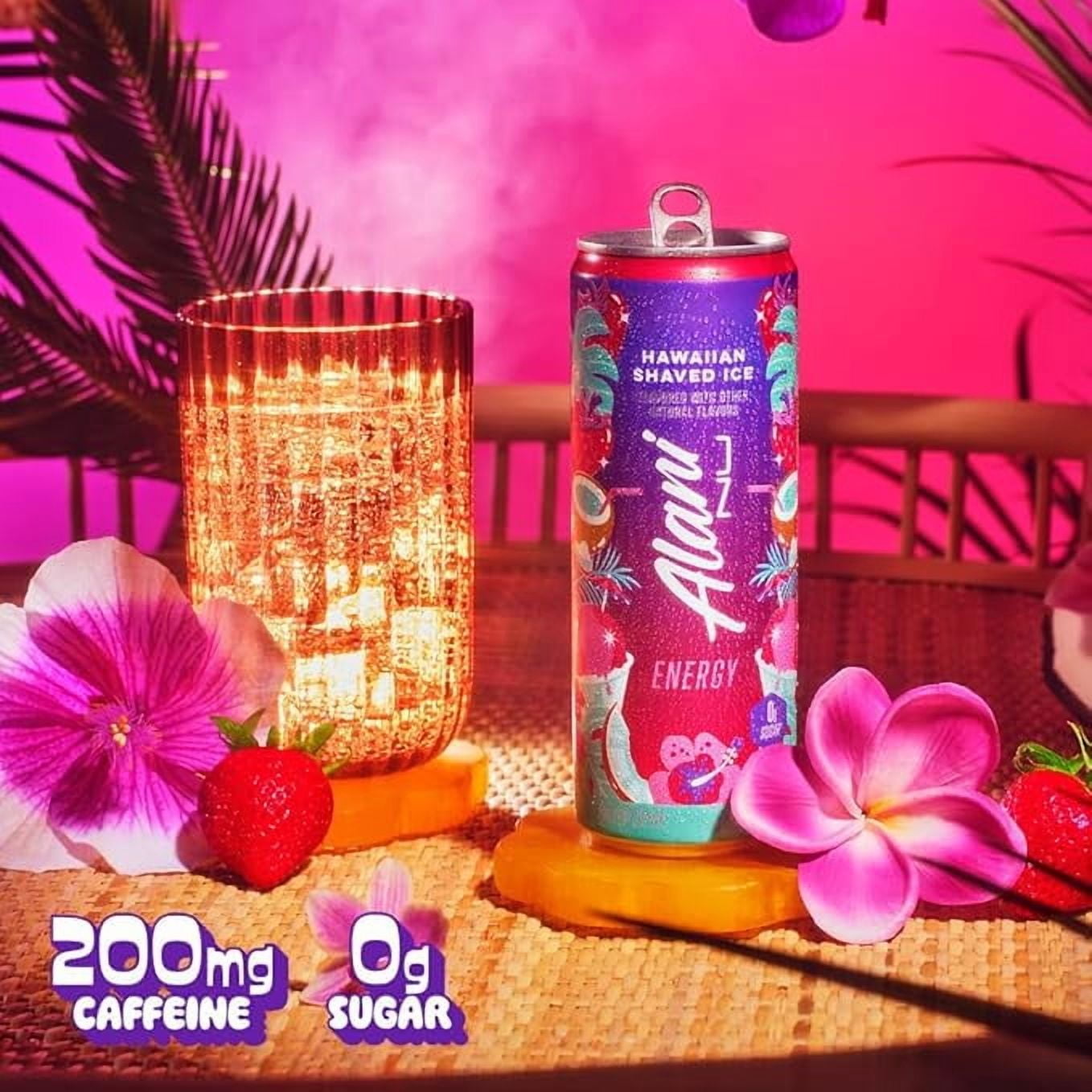New Alani Energy Drinks Winter Wonderland, Hawaian Shaved Ice, Pink Slush Variety Pack Sugar-Free, Low-Calorie, Energy Boost Drink 12 fl oz (Pack of 6)