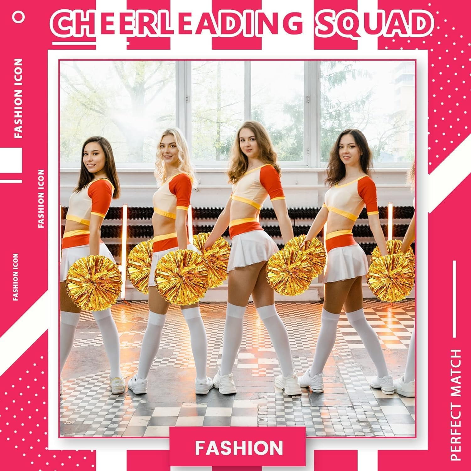 SHANJIA Cheerleader Pom Poms, 12 Pack Cheer Pom Pom Sports Dance Cheer Plastic Pom Poms Cheerleading for Sports Team Spirit Cheering