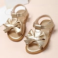 thumbnail image 2 of NIEWTR The Children girls Baby Girls and Toddler Flat Sandals With Adjustable Ankle Strap(Gold,8.5), 2 of 8