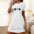 thumbnail image 2 of Ladies Nightgowns Women's Printed Nightgowns Short Sleeve Sleepshirts Sleepwear Casual Print Pajama Dress Soft Comfy Sleep Dress Classic Nightdress Gowns White XL, 2 of 5