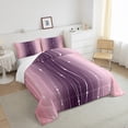 thumbnail image 4 of Pink and Purple Bedding Set Queen for Women Watercolor Gradient Comforter Set, Geometric Abstract Duvet Insert Wave Stripe Quilt Comforter, Modern Aesthetic Bedding Comforters & Sets, 4 of 5