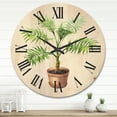 thumbnail image 2 of Designart 'Palm Plant In Clay Flowerpot' Traditional Wood Wall Clock, 2 of 5
