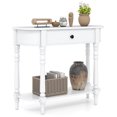 thumbnail image 1 of Gymax Table Console Rétro 36 Pieds'L Table d'Entrée en Bois avec Tiroir de Rangement et Tablette Ouverte Blanc, 1 of 9