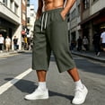 thumbnail image 2 of Hurxie Men's Baggy Sweat Shorts Long Below Knee Fleece Capri Shorts Athletic Casual 3/4 Pants with Pockets Army Green,2XL, 2 of 7