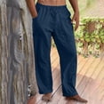 thumbnail image 6 of hotojiny Men's Cotton Linen Pants Breathable Casual Summer Beach Clothes Elastic Waist Drawstring Lightweight Travel Trouser S-3XL, 6 of 7