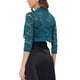 thumbnail image 3 of INSPIRE CHIC Blusa de Encaje con Cuello Fruncido Elegante para Mujeres, Manga 3/4, Color Azul Verde, 3 of 6