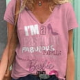 thumbnail image 5 of Camiseta de verano 2024 para mujer, camiseta de manga corta con cuello en V y estampado de princesa Barbie en 3D, camiseta de moda de talla grande para mujer, camiseta Y2k para mujer, 5 of 5