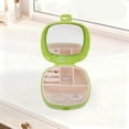 thumbnail image 4 of Unique Bargains 1 Pc Multi-Function with Mirror Jewelry Box Jewelry Organizer Green PP TPE Zinc Alloy, 4 of 5