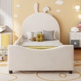 thumbnail image 2 of Twin Size Upholstered Daybed with Rabbit Ear Shaped Headboard, Beige, 2 of 9