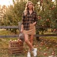thumbnail image 6 of Classic Plaid Flannel Shirt Women Long Sleeve Button Blouses Fall Jackets Loose Casual Shirts Lightweight Breathable Fashion Fall Jackets, 6 of 9