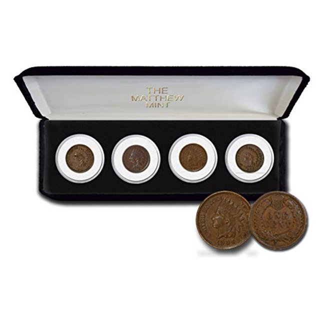 Four Indian Head Pennies Set