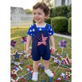 thumbnail image 5 of BemeyourBBs Toddler Baby Boy Girl 4th of July Outfit Patriot Independence Day Outfit Newborn Baby Boys Girls Summer Clothes Short Sleeve Stars Stripe Print T Shirt Tops and Suspender Shorts Set, 5 of 9