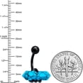 thumbnail image 3 of Body Candy Womens 14G 316L Stainless Steel PVD Piercing Black Claw Blue Turquoise Stone Belly Button Ring, 3 of 8