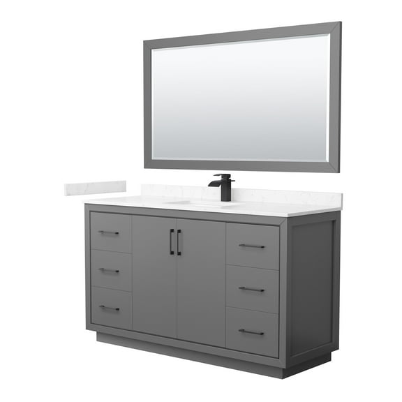 Wyndham Collection WCF111160SGBC2UNSM58 Icon 60" Free Standing Single Basin Vanity Set -