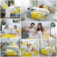 thumbnail image 5 of Abstract Graffiti Duvet Cover Set King Size, Yellow Gray Brush 4 Piece Soft Microfiber Bedding Set with 1 Duvet Cover, 1 Flat Sheet, 2 Pillowcases, 5 of 9