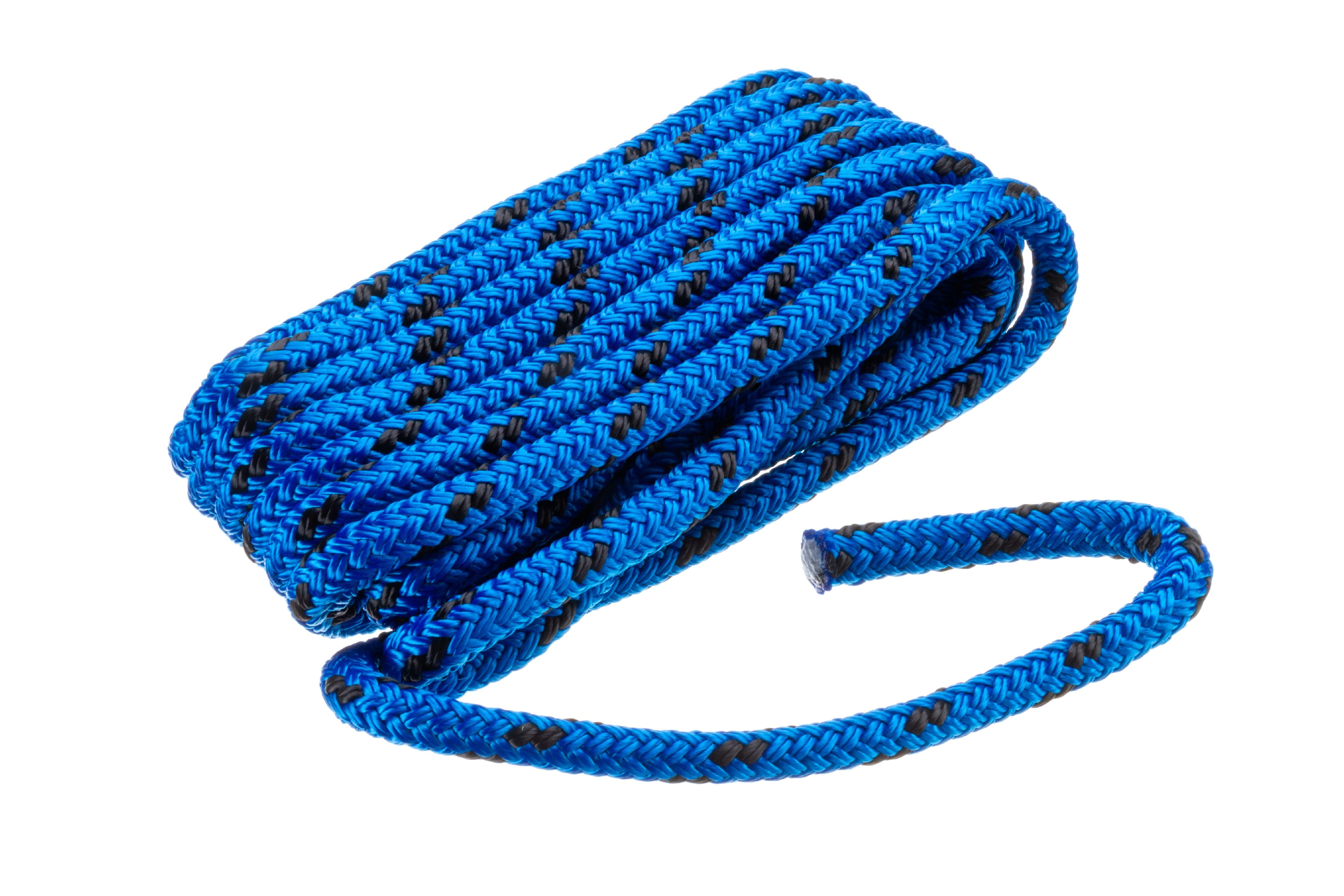 Seachoice 42411 High Quality Dock Rope for Boating - Double-Braid MFP Dock Line, ⅜-Inch x 15 Feet, Blue/Black