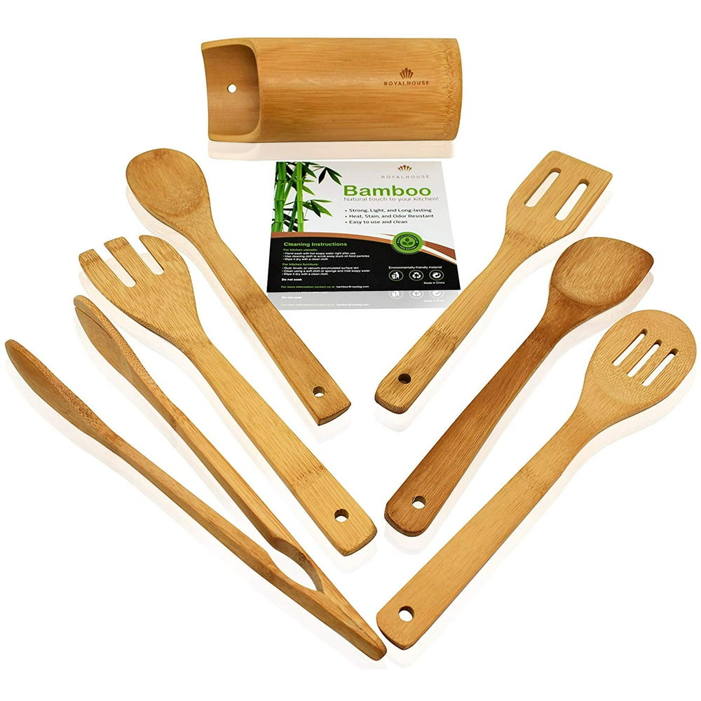 Natural Bamboo, Durable and Long Lasting Cooking Utensils Kitchen