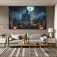 thumbnail image 5 of Spooky Scene Halloween Banner Gothic Theme Pumpkin Lantern Skeleton Design Cemetery Setting for Halloween Party Event Decor, 5 of 5