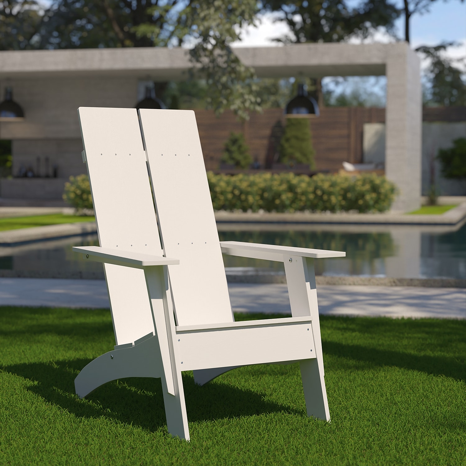 Flash Furniture Sawyer Poly Resin Wood Adirondack Chair - White