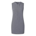 thumbnail image 3 of ERkkoi Plus Size Womens Summer Dresses Casual Soli Drawstring Sleeveless Hooded Sundresses For Women Grey S, 3 of 6