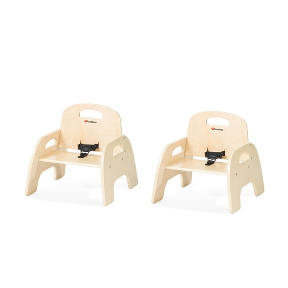 Foundations Chaises d'Alimentation en Bois Bas 7”, Empilables avec Finition de Qualité Alimentaire, Lot de 2