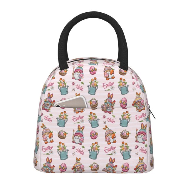 Fotbe Hello Easter Bolsa de Almuerzo con Estampado, Lonchera Aislada, Contenedor de Comida Reutilizable Tipo Cooler a Prueba de Fugas