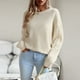 thumbnail image 1 of Suéter Suéter de punto básico con cuello redondo para mujer, Top informal de punto, Color sólido, Otoño e Invierno Ygjytge Beige T M para Mujer, 1 of 8