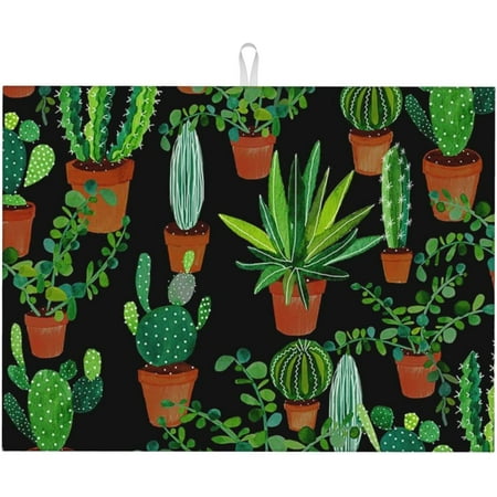 

Green Cactus Dish Drying Mat For Kitchen Counter Large 18 X 24 Inch Absorbent Microfiber Dish Drying Pad Dish Drainer Rack Mats Protector For Coffee Bar